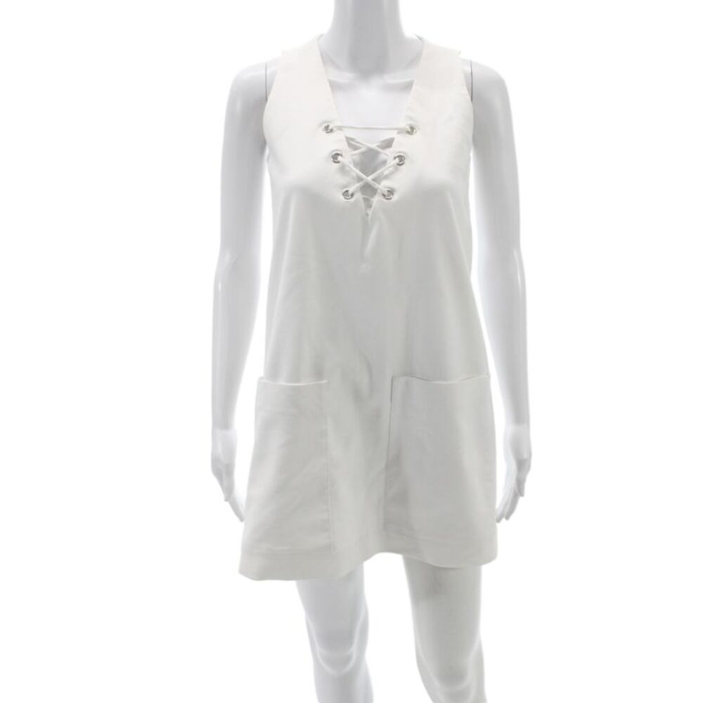 Zara Women Shift Dress White VNeck Sleeveless Short Size XS